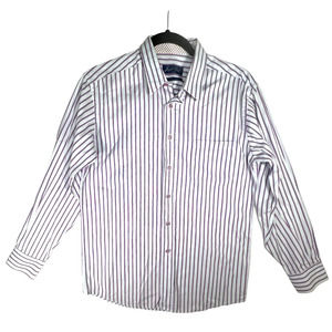 Josephs Cloak Mens Sz 16 Purple Striped Shirt Button Up Long Sleeve Men Cotton
